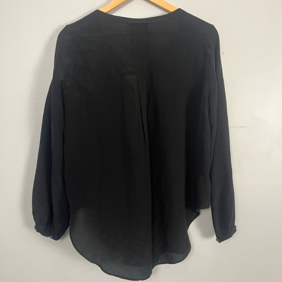 Calypso St Barth solid black 100% silk sheer blouse w/ mini pleats in size small - Picture 5 of 6